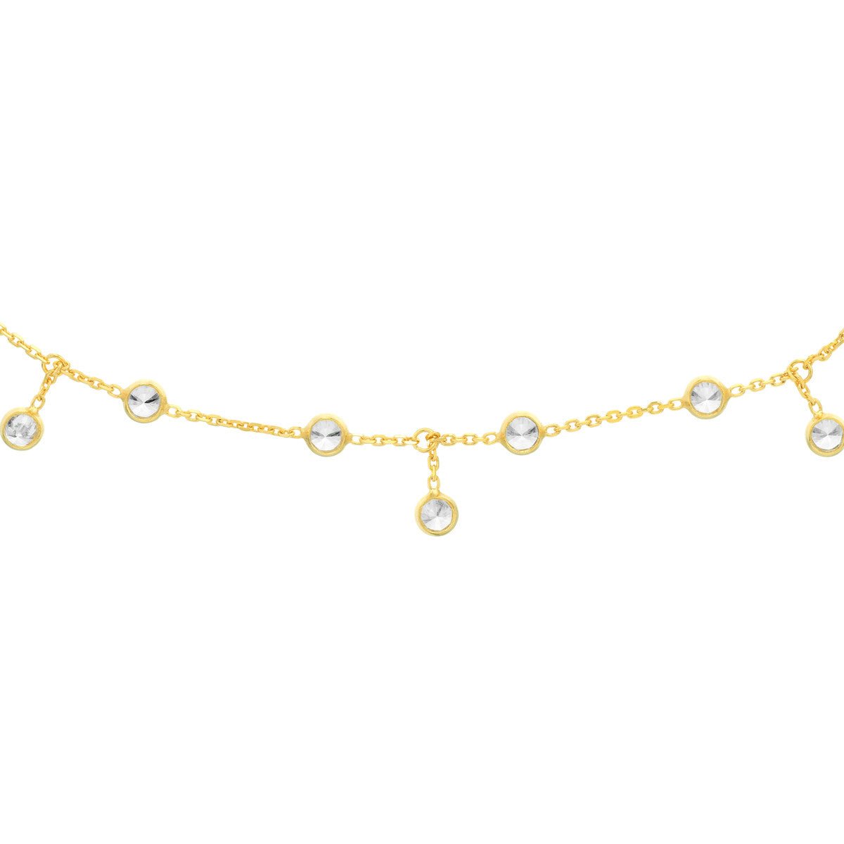Birmingham Jewelry - 14K Gold CZ Bezel Station and Drop Adjustable Choker - Birmingham Jewelry