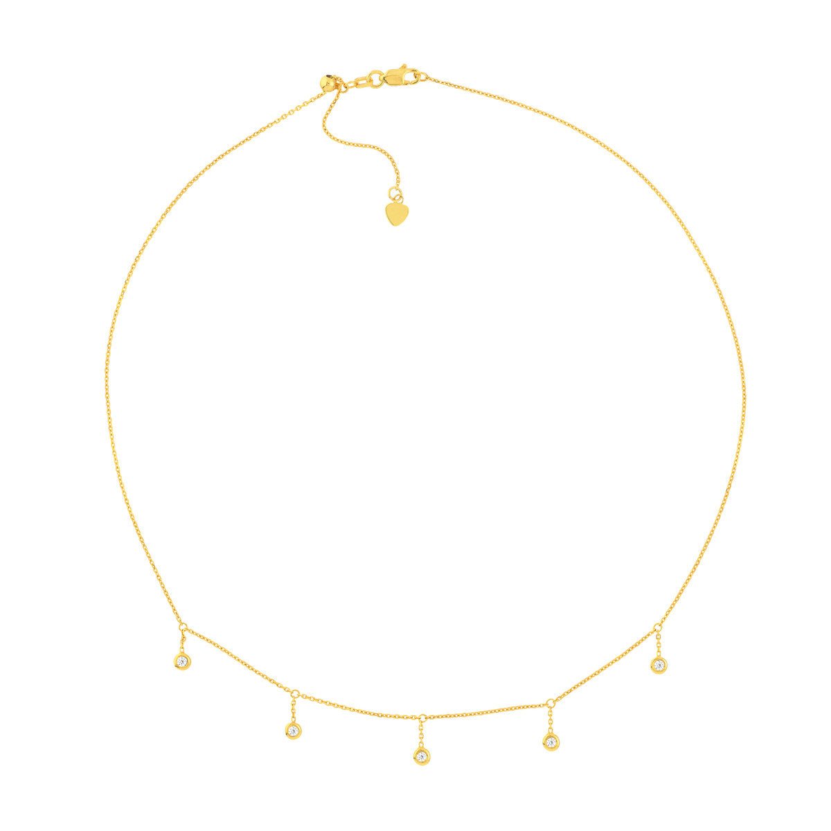 Birmingham Jewelry - 14K Gold Diamond Bezel Drop Adjustable Choker - Birmingham Jewelry