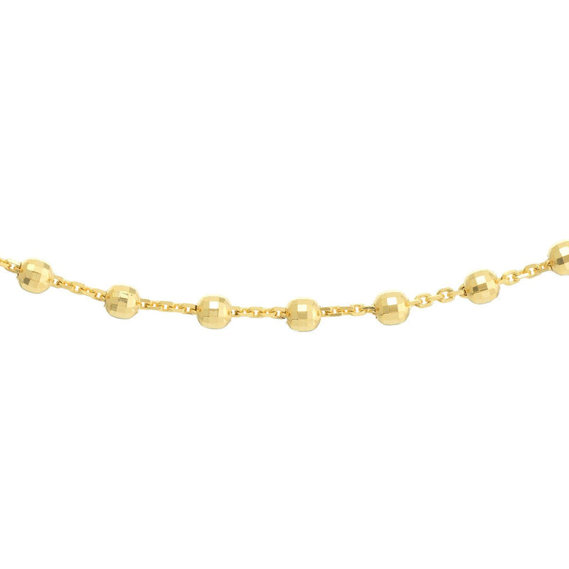 Birmingham Jewelry - 14K Gold Diamond-Cut Bead Station Choker Chain - Birmingham Jewelry