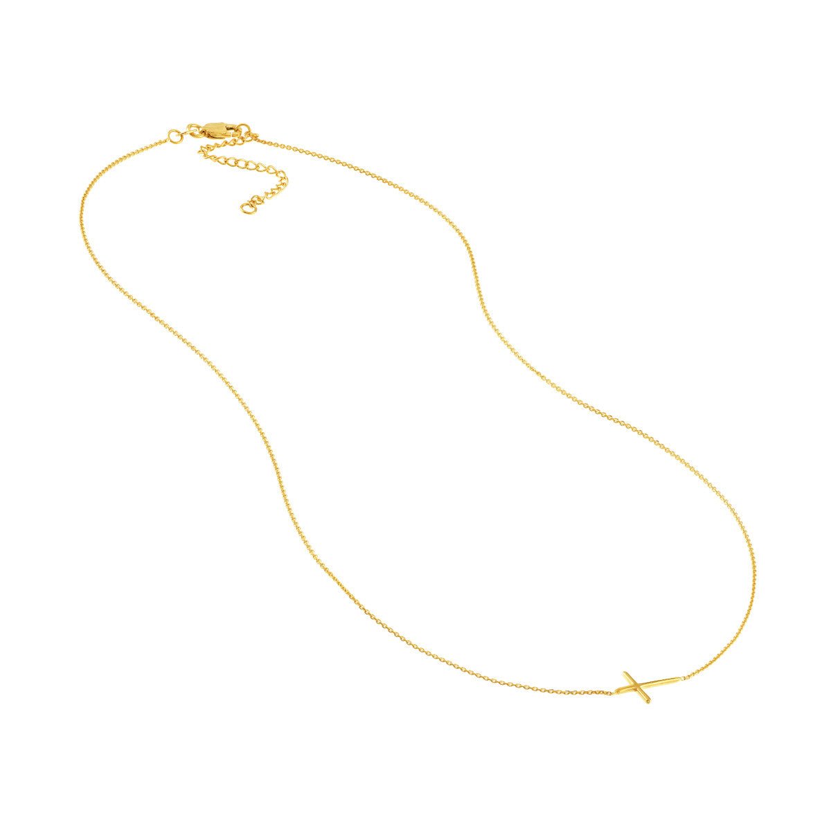 Birmingham Jewelry - 14K Gold E2W Mini Cross Adj Necklace - Birmingham Jewelry