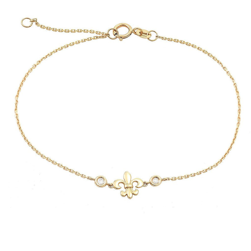 14K Gold Fleur De Lis Bracelet With Diamonds Birmingham Jewelry Bracelet Birmingham Jewelry 