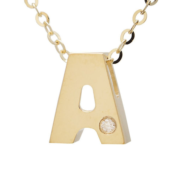 14K Gold Initial "A" Necklace (Diamond) Birmingham Jewelry Necklace Birmingham Jewelry 