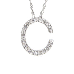 14K Gold Initial C Necklace with Diamonds (big) 14K White Gold / 16.00