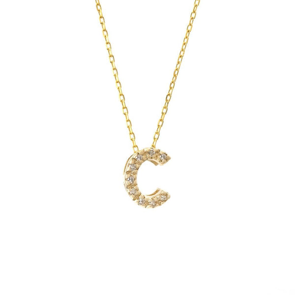 14K Gold Initial "C" Necklace With Diamonds Birmingham Jewelry Necklace Birmingham Jewelry 