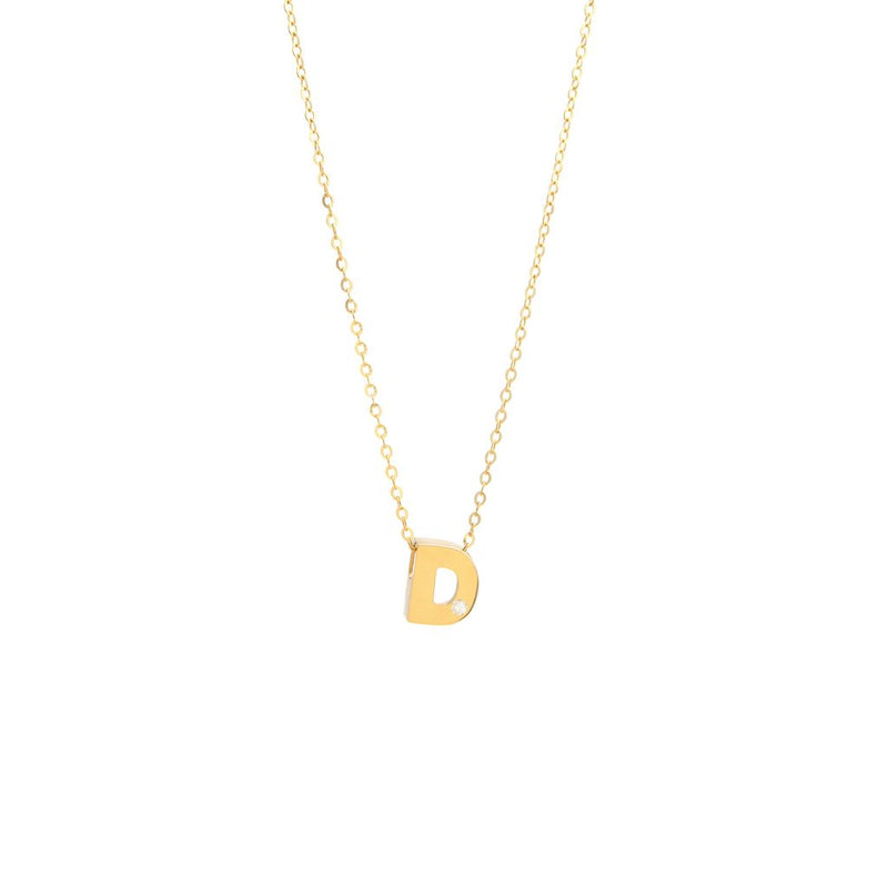 14K Gold Initial "D" Necklace (Diamond) Birmingham Jewelry Necklace Birmingham Jewelry 