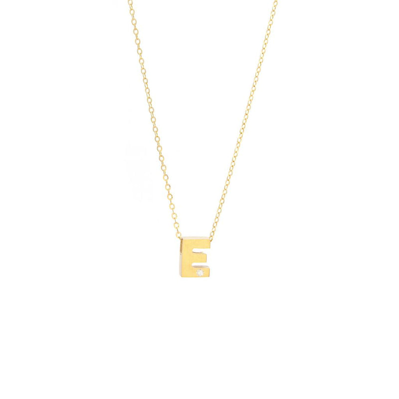 14K Gold Initial "E" Necklace (Diamond) Birmingham Jewelry Necklace Birmingham Jewelry 