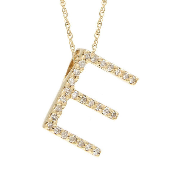 14K Gold Initial "E" Necklace With Diamonds (Big) Birmingham Jewelry Necklace Birmingham Jewelry 