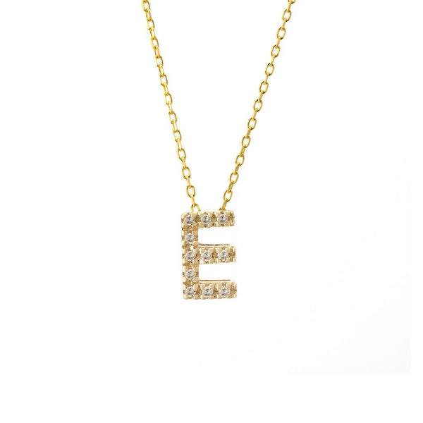 14K Gold Initial "E" Necklace With Diamonds Birmingham Jewelry Necklace Birmingham Jewelry 