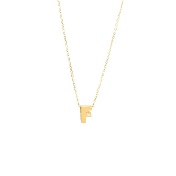 14K Gold Initial "F" Necklace (Diamond) Birmingham Jewelry Necklace Birmingham Jewelry 