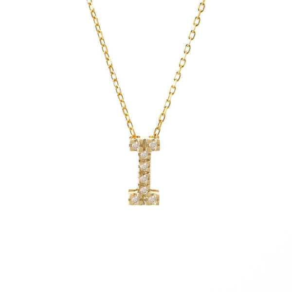 14K Gold Initial "I" Necklace With Diamonds Birmingham Jewelry Necklace Birmingham Jewelry 