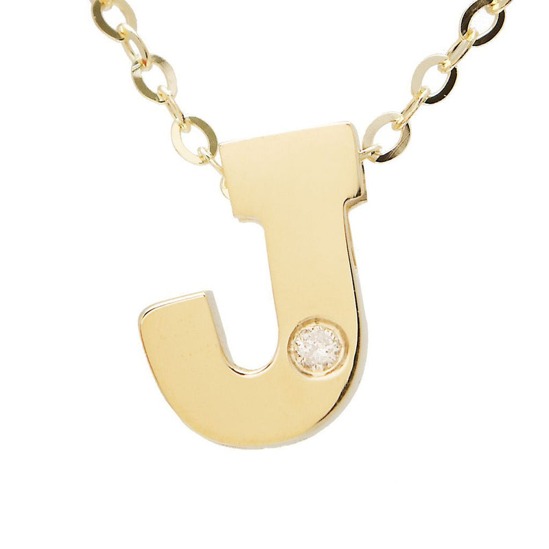 14K Gold Initial "J" Necklace (Diamond) Birmingham Jewelry Necklace Birmingham Jewelry 