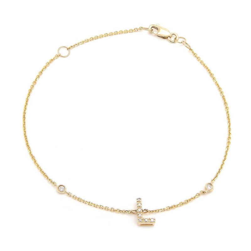 14K Gold Initial "L" Bracelet With Diamonds Birmingham Jewelry Bracelet Birmingham Jewelry 