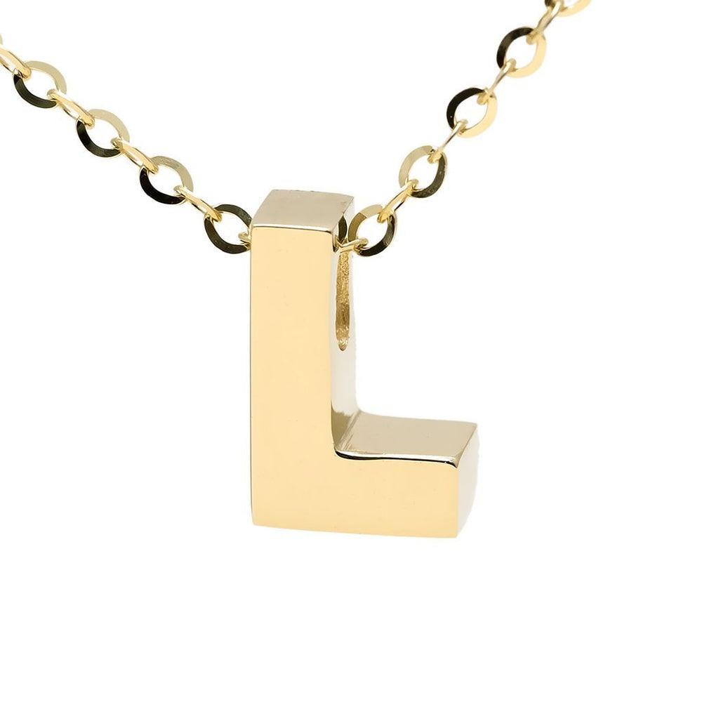 14k Solid good Gold initial L Pendant