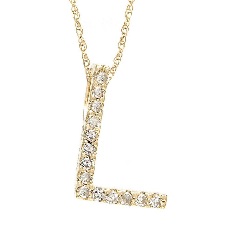 14K Gold Initial "L" Necklace With Diamonds (Big) Birmingham Jewelry Necklace Birmingham Jewelry 