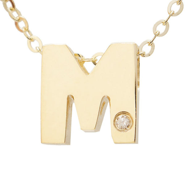 14K Gold Initial "M" Necklace (Diamond) Birmingham Jewelry Necklace Birmingham Jewelry 