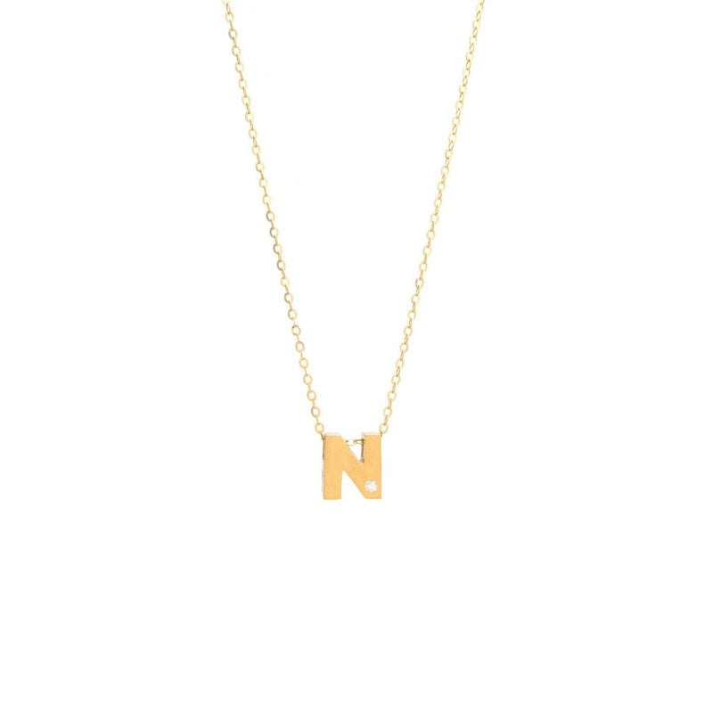 14K Gold Initial "N" Necklace (Diamond) Birmingham Jewelry Necklace Birmingham Jewelry 