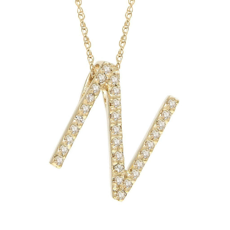 14K Gold Initial "N" Necklace With Diamonds (Big) Birmingham Jewelry Necklace Birmingham Jewelry 