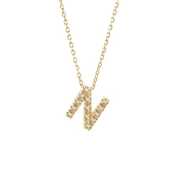 14K Gold Initial "N" Necklace With Diamonds Birmingham Jewelry Necklace Birmingham Jewelry 