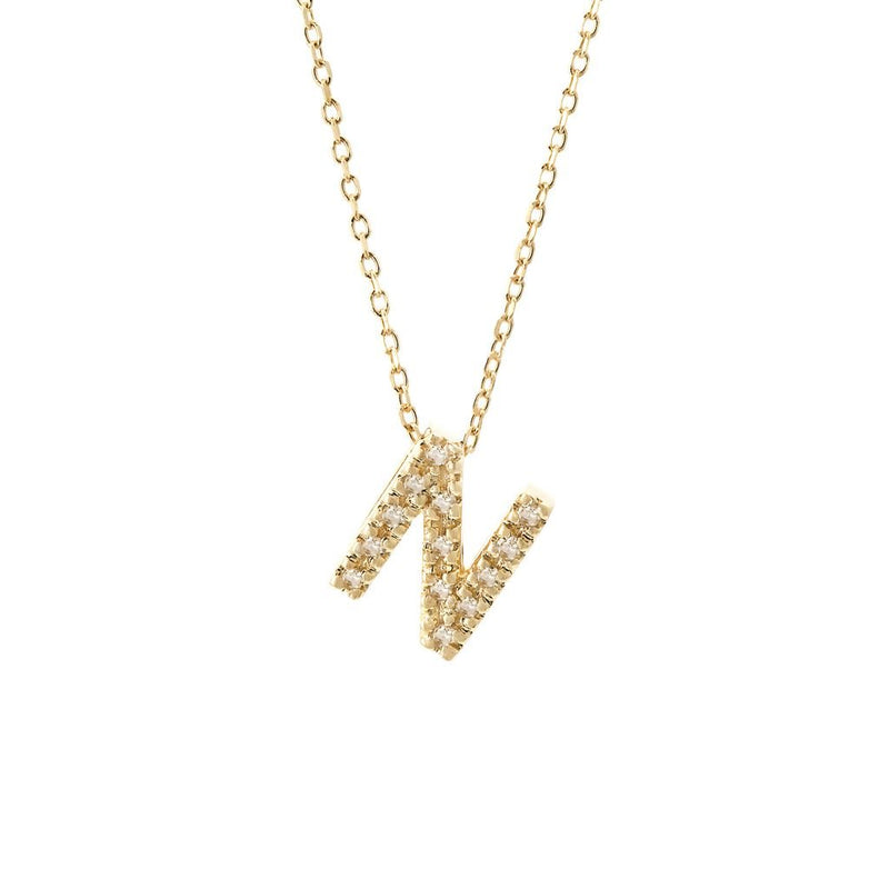 14K Gold Initial "N" Necklace With Diamonds Birmingham Jewelry Necklace Birmingham Jewelry 