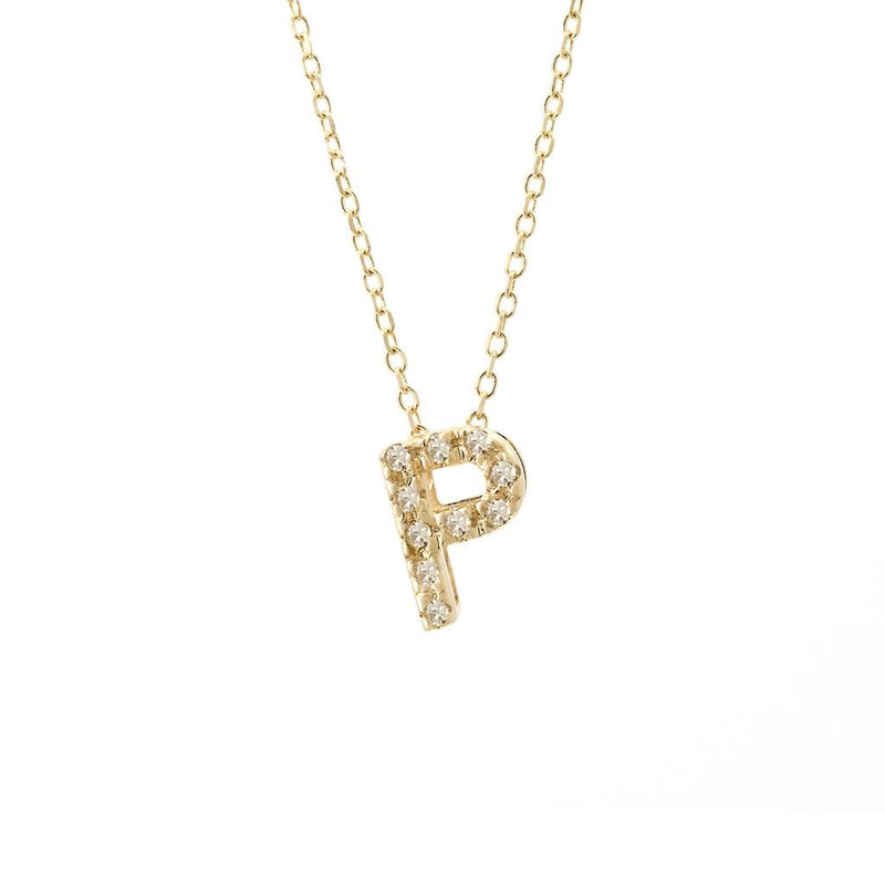 14K Gold Initial "P" Necklace With Diamonds Birmingham Jewelry Necklace Birmingham Jewelry 