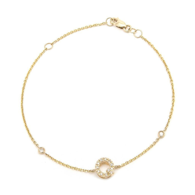 14K Gold Initial "Q" Bracelet With Diamonds Birmingham Jewelry Bracelet Birmingham Jewelry 