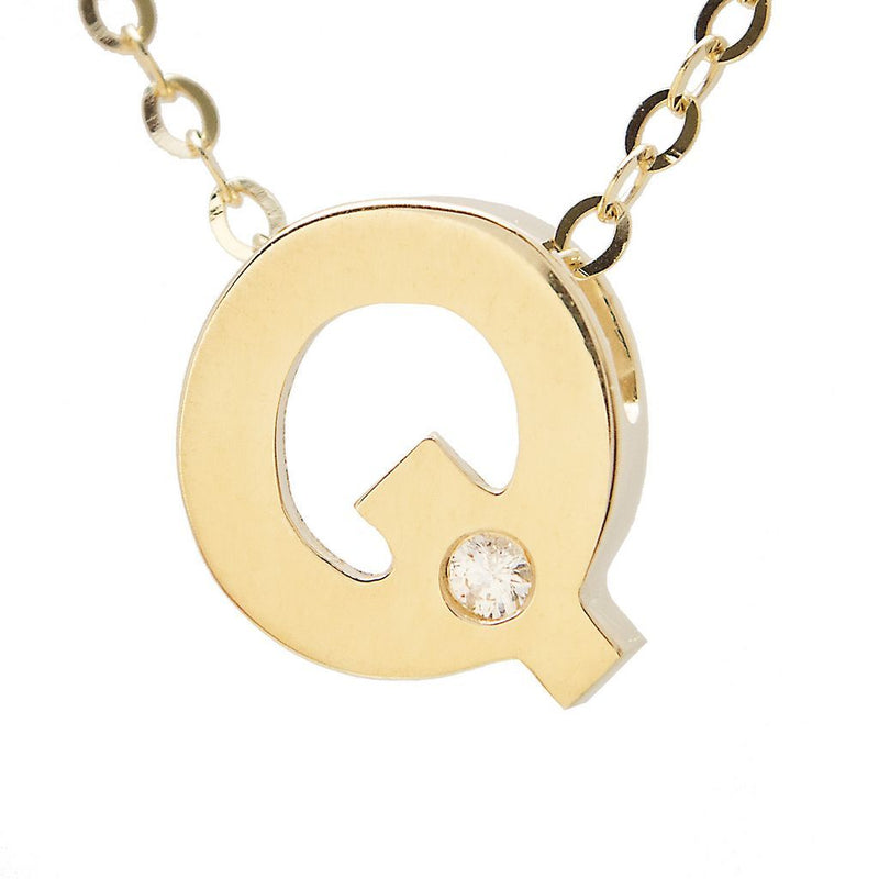 14K Gold Initial "Q" Necklace (Diamond) Birmingham Jewelry Necklace Birmingham Jewelry 