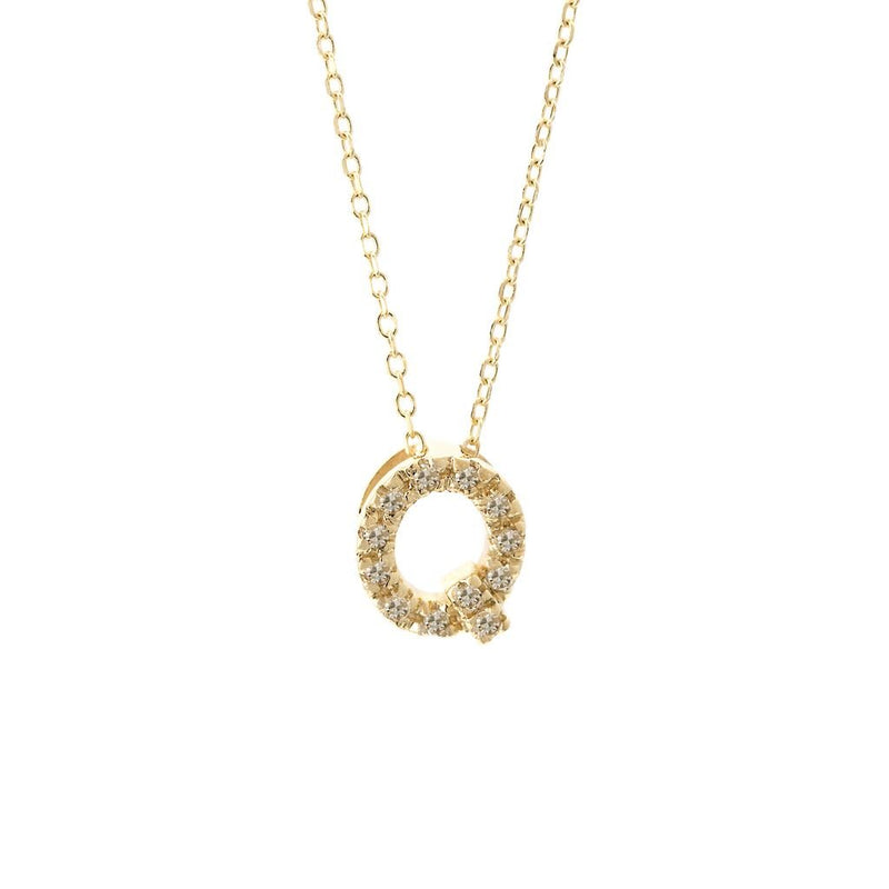 14K Gold Initial "Q" Necklace With Diamonds Birmingham Jewelry Necklace Birmingham Jewelry 