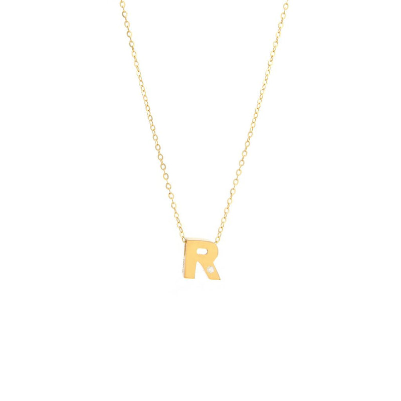 14K Gold Initial "R" Necklace (Diamond) Birmingham Jewelry Necklace Birmingham Jewelry 