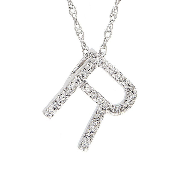 14K Gold Initial "R" Necklace With Diamonds (Big) Birmingham Jewelry Necklace Birmingham Jewelry 