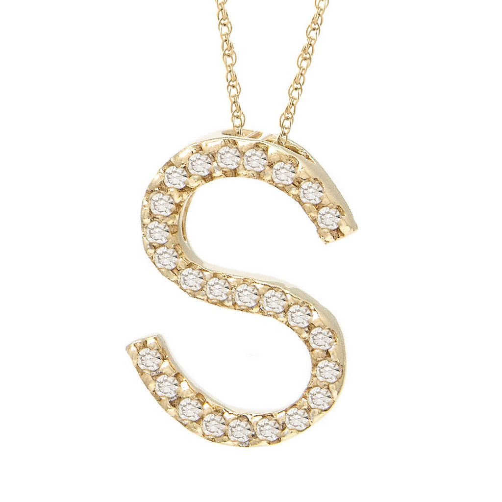14K Gold Initial "S" Necklace With Diamonds (Big) Birmingham Jewelry Necklace Birmingham Jewelry 