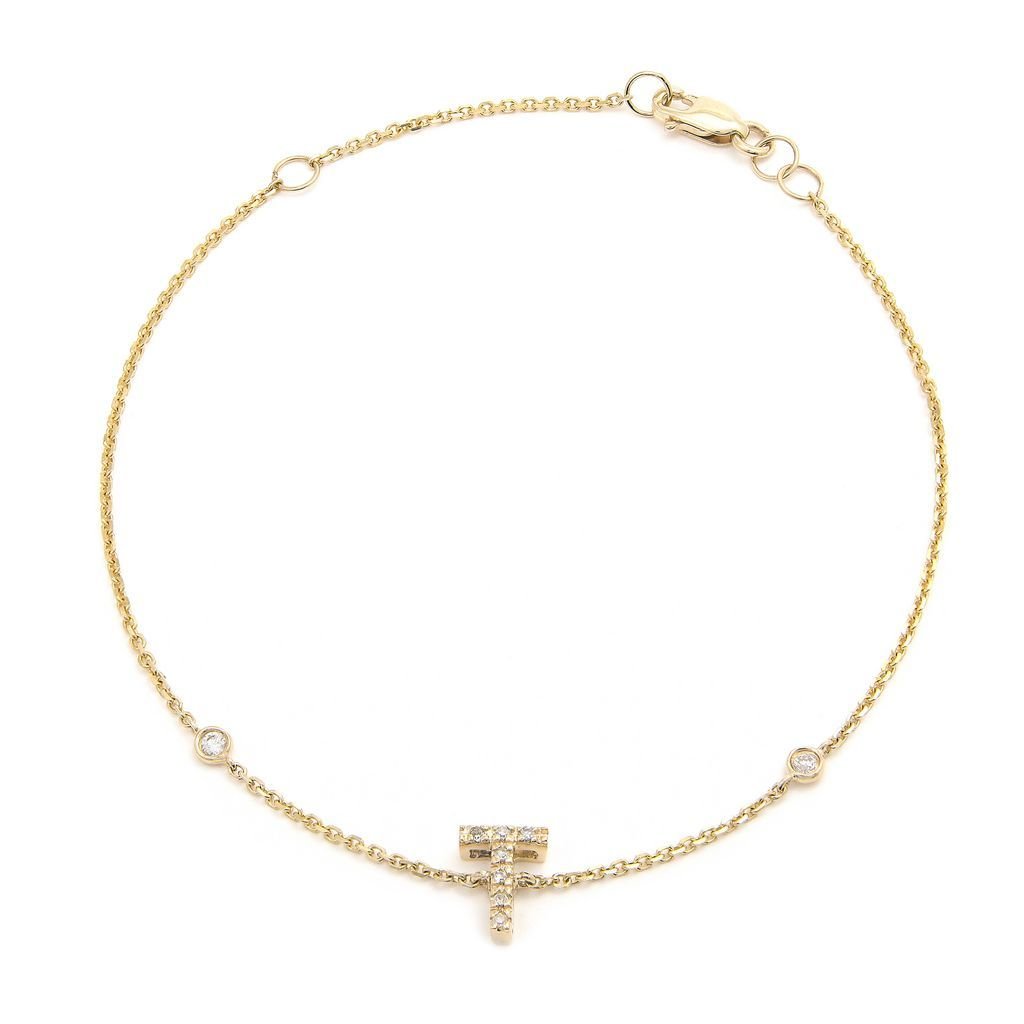 14K Gold Initial "T" Bracelet With Diamonds Birmingham Jewelry Bracelet Birmingham Jewelry 