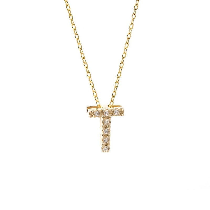 14K Gold Initial "T" Necklace With Diamonds Birmingham Jewelry Necklace Birmingham Jewelry 
