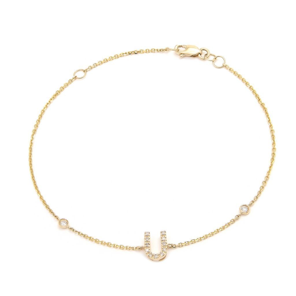 14K Gold Initial "U" Bracelet With Diamonds Birmingham Jewelry Bracelet Birmingham Jewelry 