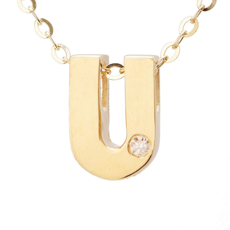 14K Gold Initial "U" Necklace (Diamond) Birmingham Jewelry Necklace Birmingham Jewelry 