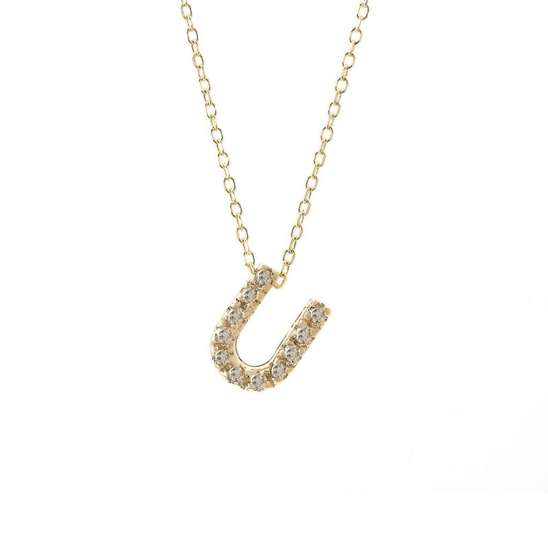 14K Gold Initial "U" Necklace With Diamonds Birmingham Jewelry Necklace Birmingham Jewelry 