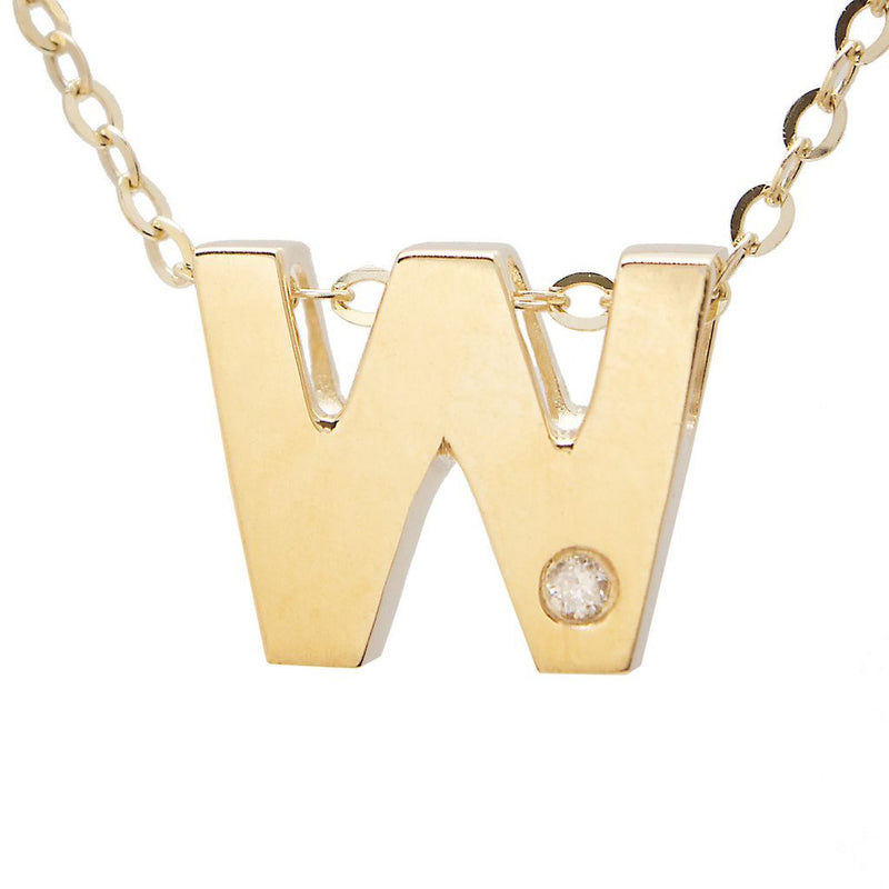 14K Gold Initial "W" Necklace (Diamond) Birmingham Jewelry Necklace Birmingham Jewelry 