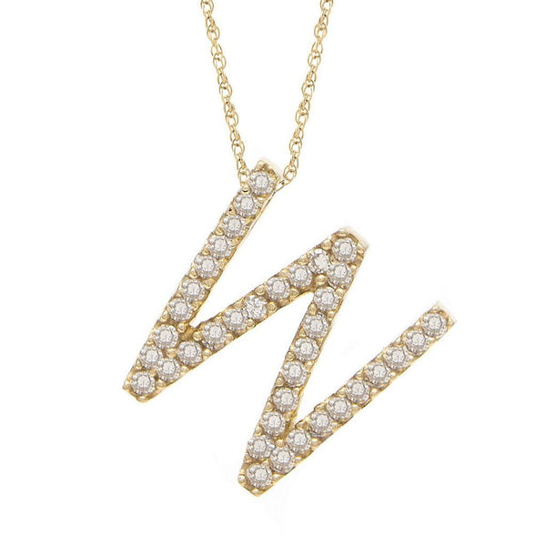 14K Gold Initial "W" Necklace With Diamonds (Big) Birmingham Jewelry Necklace Birmingham Jewelry 
