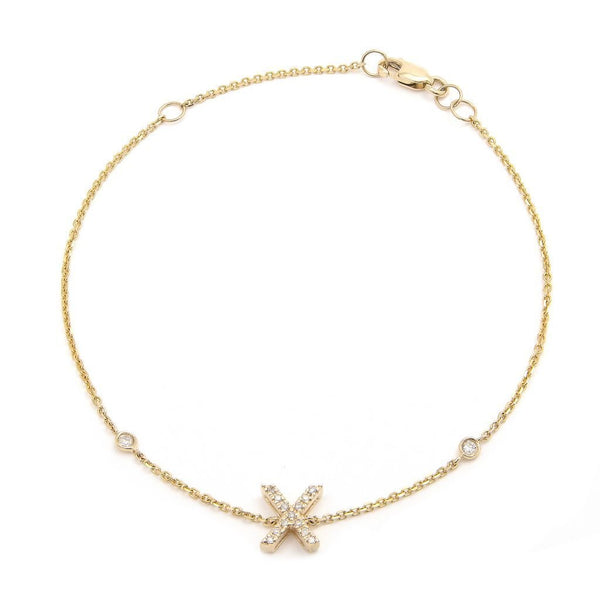 14K Gold Initial "X" Bracelet With Diamonds Birmingham Jewelry Bracelet Birmingham Jewelry 