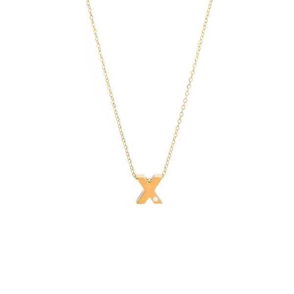 14K Gold Initial "X" Necklace (Diamond) Birmingham Jewelry Necklace Birmingham Jewelry 
