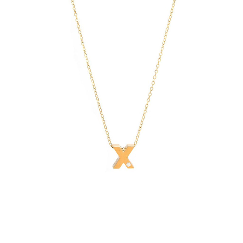 14K Gold Initial "X" Necklace (Diamond) Birmingham Jewelry Necklace Birmingham Jewelry 