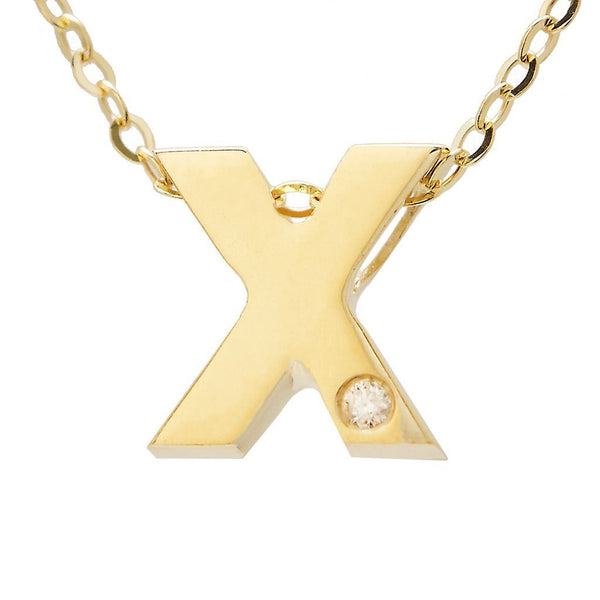 14K Gold Initial "X" Necklace (Diamond) Birmingham Jewelry Necklace Birmingham Jewelry 