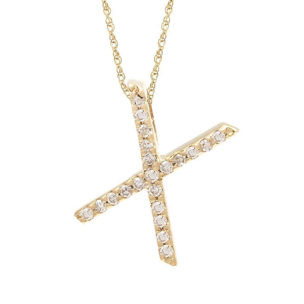 14K Gold Initial "X" Necklace With Diamonds (Big) Birmingham Jewelry Necklace Birmingham Jewelry 