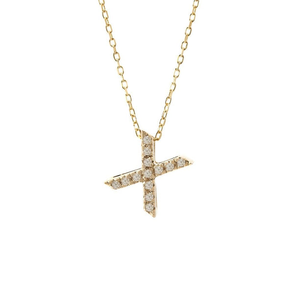 14K Gold Initial "X" Necklace With Diamonds Birmingham Jewelry Necklace Birmingham Jewelry 