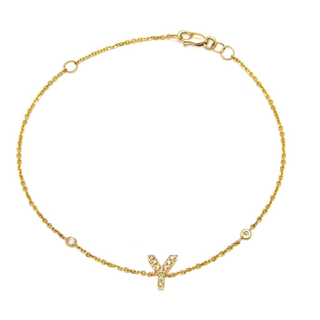 14K Gold Initial "Y" Bracelet With Diamonds Birmingham Jewelry Bracelet Birmingham Jewelry 