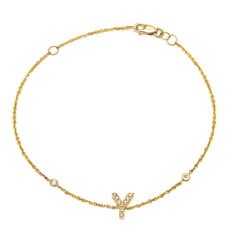 14K Gold Initial "Y" Bracelet With Diamonds Birmingham Jewelry Bracelet Birmingham Jewelry 