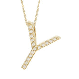 14K Gold Initial "Y" Necklace With Diamonds (Big) Birmingham Jewelry Necklace Birmingham Jewelry 
