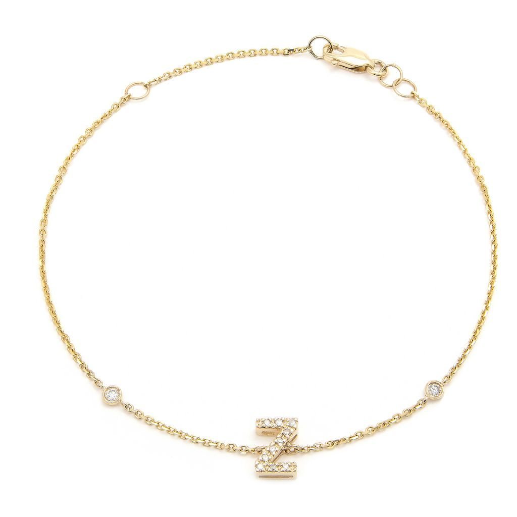 14K Gold Initial "Z" Bracelet With Diamonds Birmingham Jewelry Bracelet Birmingham Jewelry 