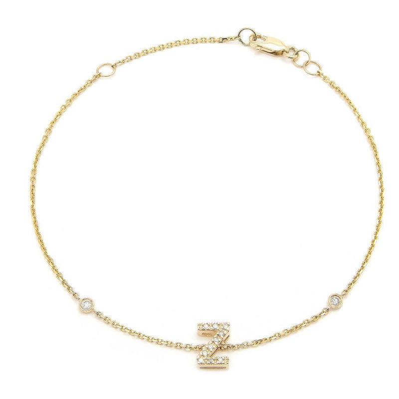 14K Gold Initial "Z" Bracelet With Diamonds Birmingham Jewelry Bracelet Birmingham Jewelry 