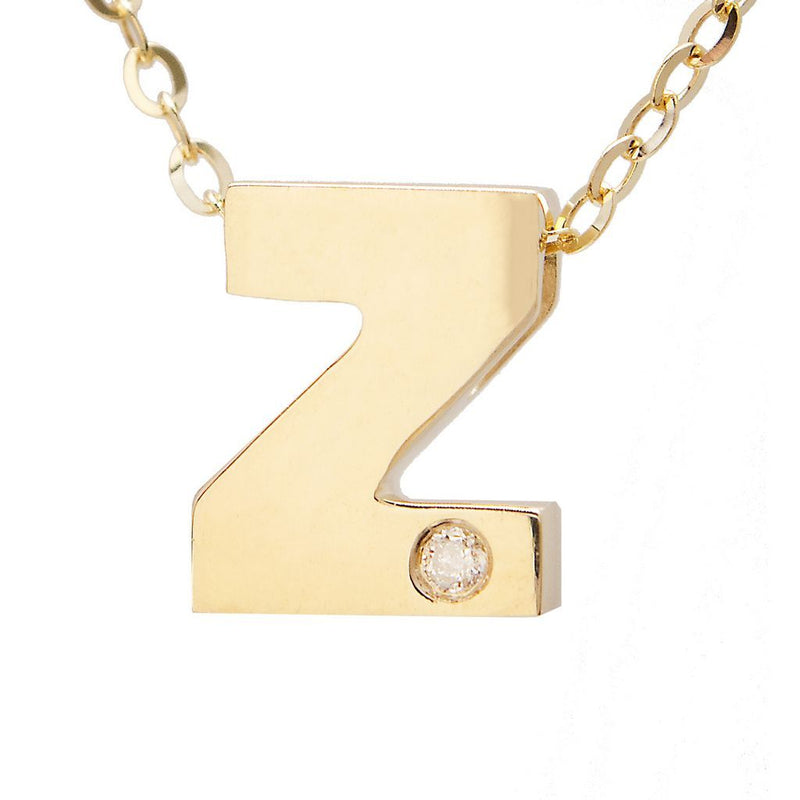 14K Gold Initial "Z" Necklace (Diamond) Birmingham Jewelry Necklace Birmingham Jewelry 