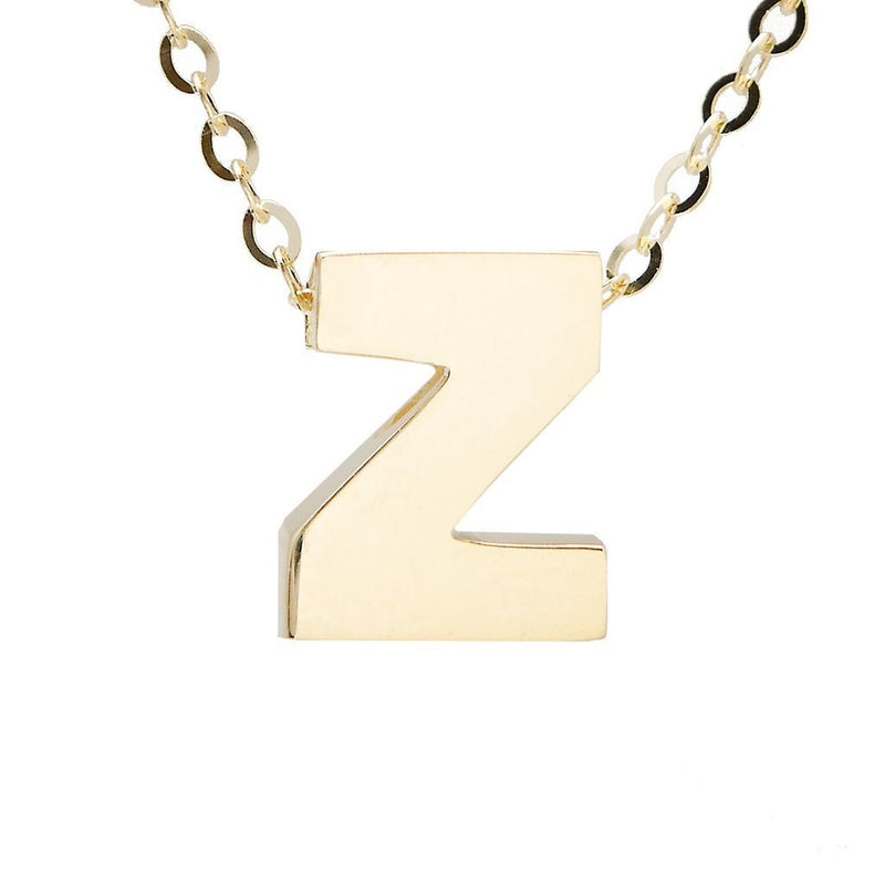 Diamond Z Initial Letter Pendant Necklace 10K Yellow Gold